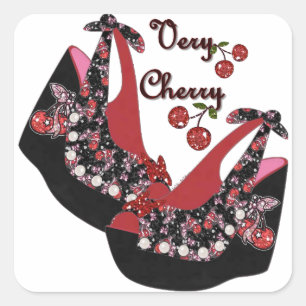 RAB Rockabilly Very Cherry Schoenen Vierkante Sticker