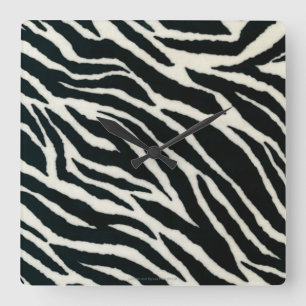 RAB Rockabilly Zebra Print Black & White Vierkante Klok
