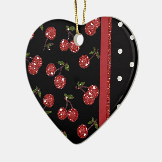 RAB Rockabilly Zeer Cherry Cherries Black Keramisch Ornament (Links)