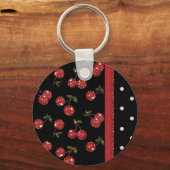 RAB Rockabilly Zeer Cherry Cherries Black Sleutelhanger (Voorkant)