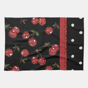 RAB Rockabilly Zeer Cherry Cherries Black Theedoek