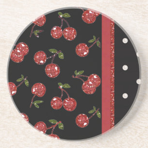RAB Rockabilly Zeer Cherry Cherries Black Zandsteen Onderzetter