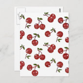 RAB Rockabilly Zeer Cherry Cherry Cherries op Whit Briefkaart (Voorkant / Achterkant)