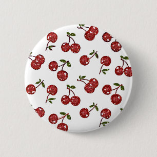 RAB Rockabilly Zeer Cherry Cherry Cherries op Whit Ronde Button 5,7 Cm