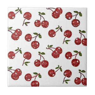 RAB Rockabilly Zeer Cherry Cherry Cherries op Whit Tegeltje