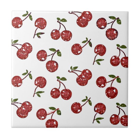 RAB Rockabilly Zeer Cherry Cherry Cherries op Whit Tegeltje (Voorkant)