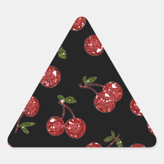 RAB Rockabilly Zeer Cherry Cherry Cherries op zwar Driehoek Sticker (Voorkant)