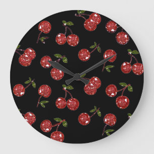 RAB Rockabilly zeer Cherry Cherry Cherry op Black Grote Klok