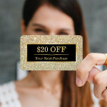 Rabais Coupon Beauté Salon Parties scintillant Or<br><div class="desc">Créez votre propre carte de réduction avec ce modèle élégant "Beauty Salon Parties scintillant or tendance". C'est facile et amusant ! (1) Pour plus de personnalisation, cliquez sur le bouton "Personnaliser" et utilisez notre outil de conception pour modifier ce modèle. Tous les styles de texte, couleurs, tailles peuvent être modifiés...</div>