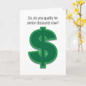 Rabais seniors Carte d'anniversaire humoristique (Fleur jaune)