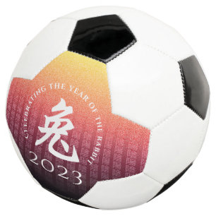 Rabbit 兔 Red Gold Chinese Zodiac Lunar Symbol Voetbal