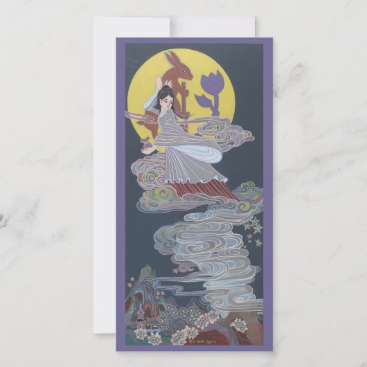 Rabbit and Moon Goddess Feestdagenkaart (Voorkant)