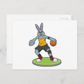 Rabbit as Basketball player with Basketball Briefkaart (Voorkant / Achterkant)