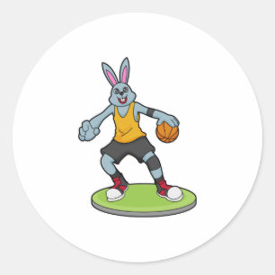 Rabbit as Basketball player with Basketball Ronde Sticker