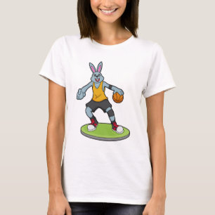 Rabbit as Basketball player with Basketball T-shirt