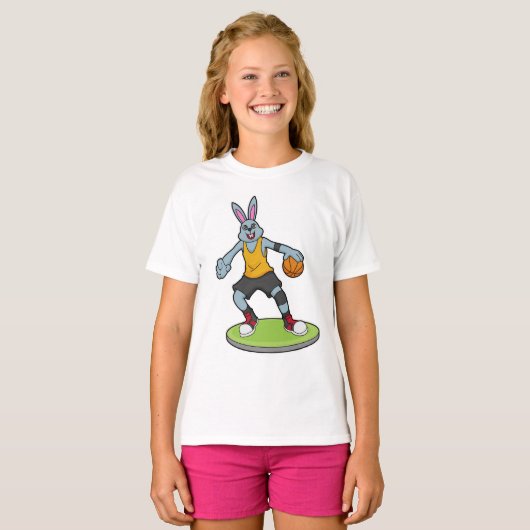 Rabbit as Basketball player with Basketball T-shirt (Voorkant volledig)