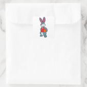 Rabbit as Basketball player with Basketball Vierkante Sticker (Tas)