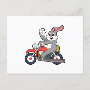 Rabbit as Biker with Motorcycle.PNG Briefkaart