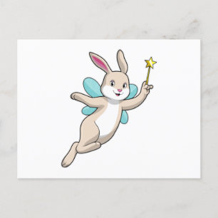 Rabbit as Fairy with Magic wand Briefkaart