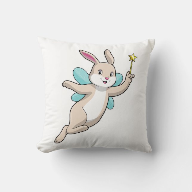 Rabbit as Fairy with Magic wand Kussen (Voorkant)