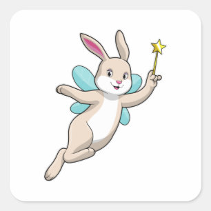 Rabbit as Fairy with Magic wand Vierkante Sticker