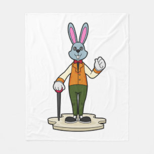 Rabbit as Gentleman with Cane Fleece Deken