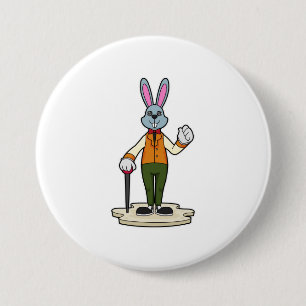 Rabbit as Gentleman with Cane Ronde Button 7,6 Cm
