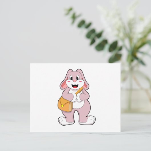 Rabbit as Hiker with Bag Briefkaart (Staand voorkant)