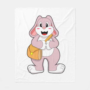 Rabbit as Hiker with Bag Fleece Deken