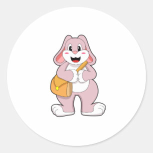 Rabbit as Hiker with Bag Ronde Sticker