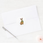 Rabbit as Runner with Towel Ronde Sticker (Envelop)