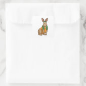 Rabbit as Runner with Towel Vierkante Sticker (Tas)