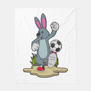 Rabbit as Soccer player with Soccer Fleece Deken