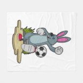 Rabbit as Soccer player with Soccer Fleece Deken (Voorkant (Horizontaal))