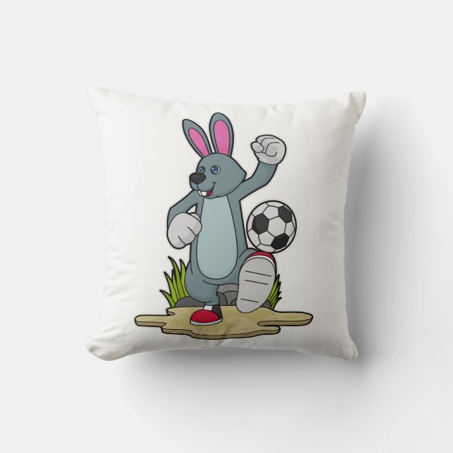 Rabbit as Soccer player with Soccer Kussen (Voorkant)