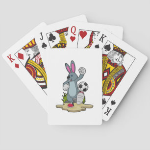 Rabbit as Soccer player with Soccer Pokerkaarten