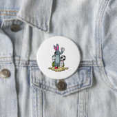 Rabbit as Soccer player with Soccer Ronde Button 7,6 Cm (In situ)