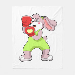 Rabbit at Boxing with Boxing gloves Fleece Deken