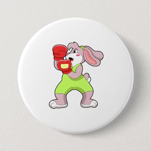Rabbit at Boxing with Boxing gloves Ronde Button 7,6 Cm (Voorkant)