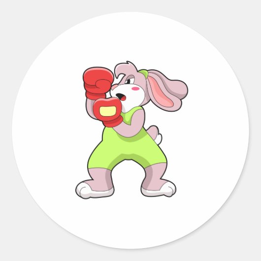 Rabbit at Boxing with Boxing gloves Ronde Sticker (Voorkant)