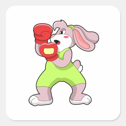 Rabbit at Boxing with Boxing gloves Vierkante Sticker (Voorkant)