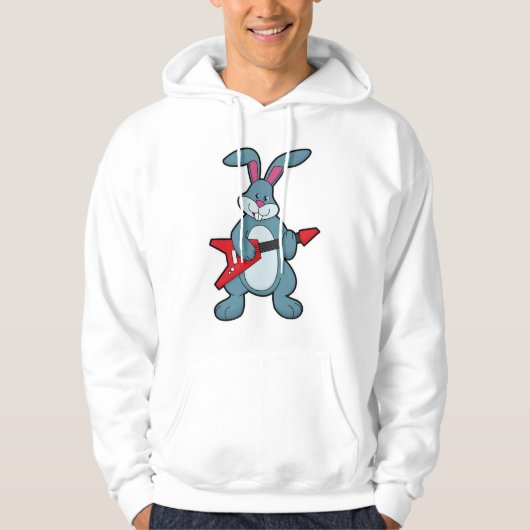 Rabbit at Music with Guitar Hoodie (Voorkant)