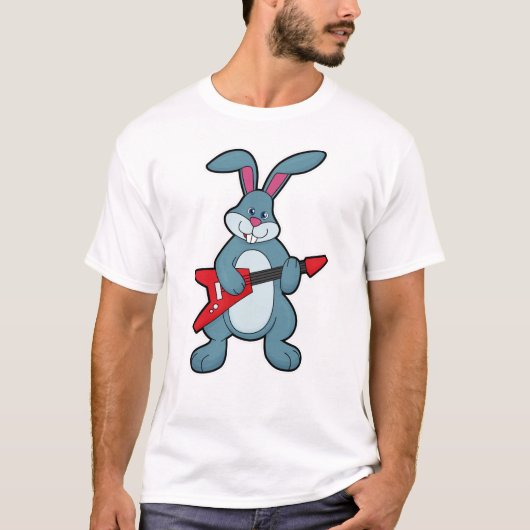 Rabbit at Music with Guitar T-shirt (Voorkant)