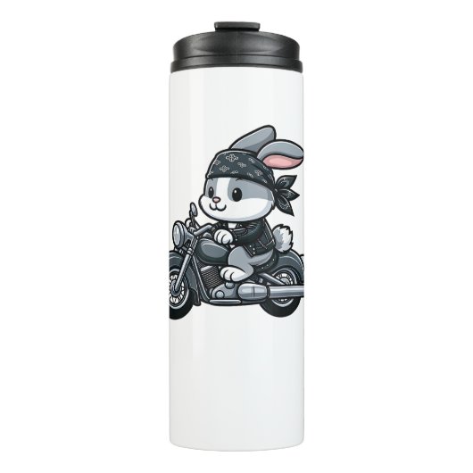 Rabbit Biker Pet Funny Motorcycle Thermosbeker (Voorkant)