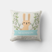 Rabbit Birth Stats Custom Pillow - Bunny Kussen (Voorkant)