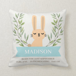 Rabbit Birth Stats Custom Pillow - Bunny Kussen