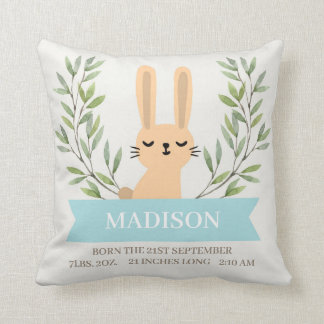 Rabbit Birth Stats Custom Pillow - Bunny Kussen