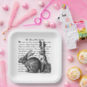Rabbit Black en Cream Nursery Canvas afdrukken Papieren Bordje (Feest)