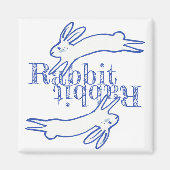 Rabbit Bleu Blanc Mois Rappel Magnet (Devant)