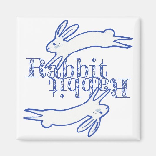 Rabbit Bleu Blanc Mois Rappel Magnet (Devant)